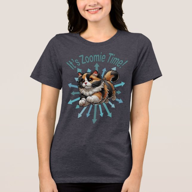 Es ist Zoomie Time Calico Cat Tri-Blend Shirt (Vorderseite)