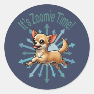 Es ist Zoomie Time Chihuahua Runder Aufkleber