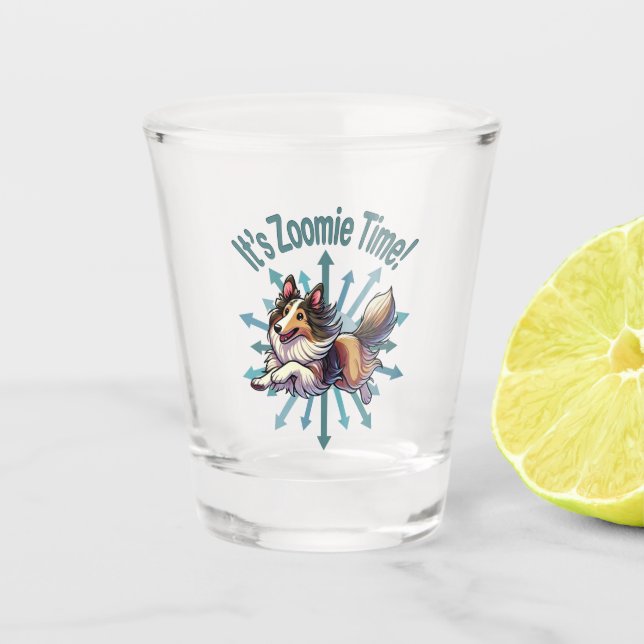 Es ist Zoomie Time Collie Schnapsglas (Vorderseite)