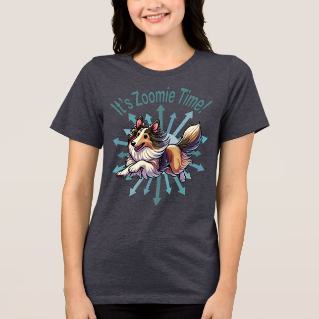 Es ist Zoomie Time Collie Tri-Blend Shirt (Vorderseite)