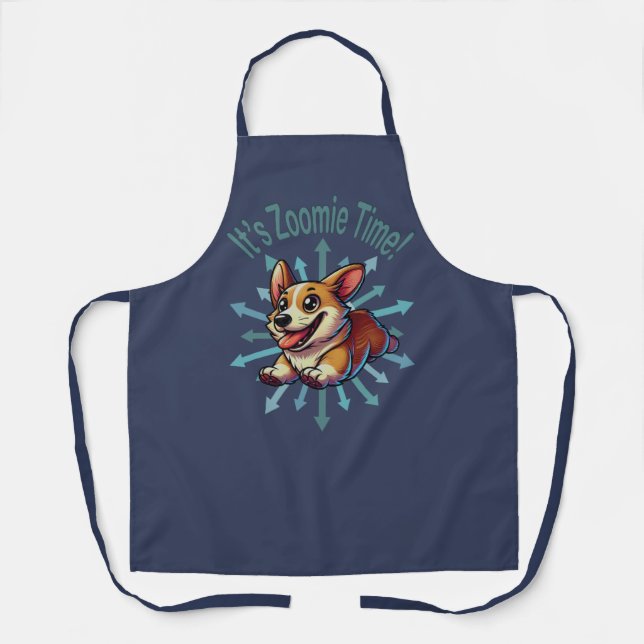 Es ist Zoomie Time Corgi Schürze (Vorderseite)