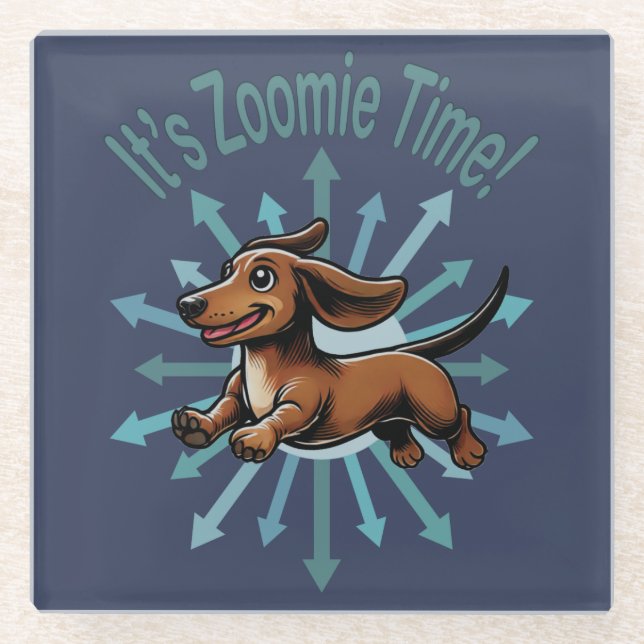 Es ist Zoomie Time Dackel Glasuntersetzer (Vorderseite)