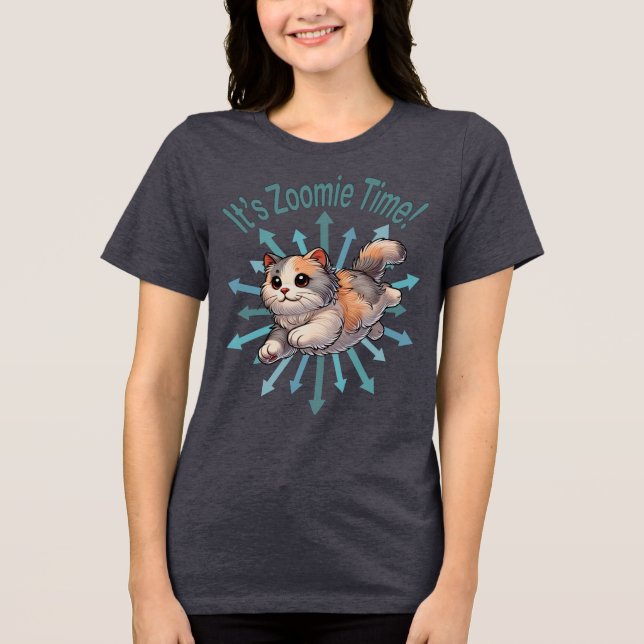 Es ist Zoomie Time Dilute Calico Cat Tri-Blend Shirt (Vorderseite)