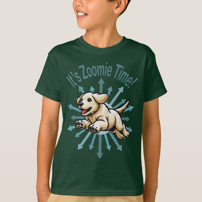 Es ist Zoomie Time Golden Labrador T-Shirt (Vorderseite)