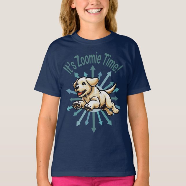 Es ist Zoomie Time Golden Labrador T-Shirt (Vorderseite)