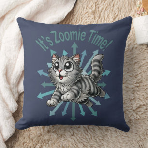 Es ist Zoomie Time Gray Tabby Cat Kissen