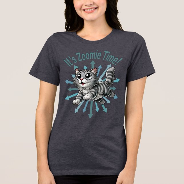 Es ist Zoomie Time Gray Tabby Cat Tri-Blend Shirt (Vorderseite)