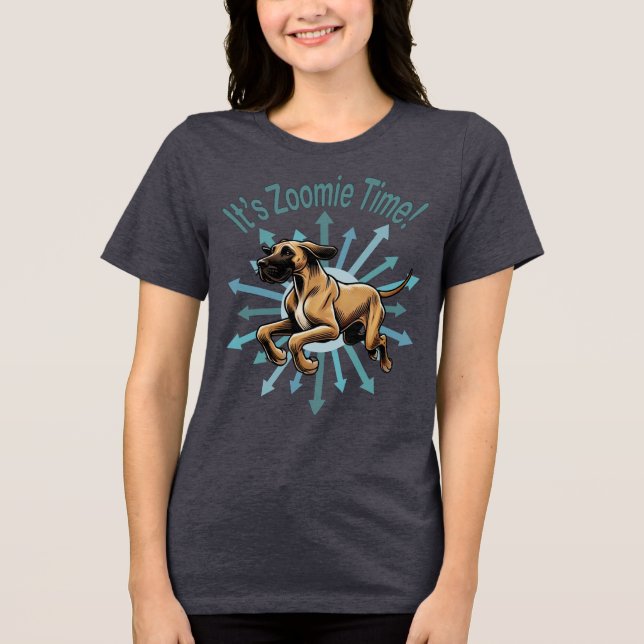 Es ist Zoomie Time Great Dane Tri-Blend Shirt (Vorderseite)