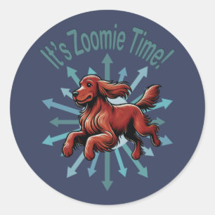 Es ist Zoomie Time Irish Setter Runder Aufkleber