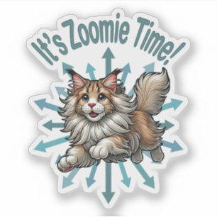 Es ist Zoomie Time Maine Coon Katze Aufkleber