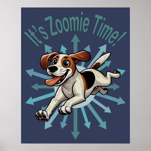 Es ist Zoomie Time Medium Beagle Mutt Poster (Vorne)
