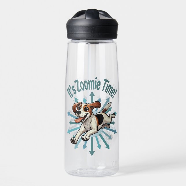 Es ist Zoomie Time Medium Beagle Mutt Trinkflasche (Vorne)