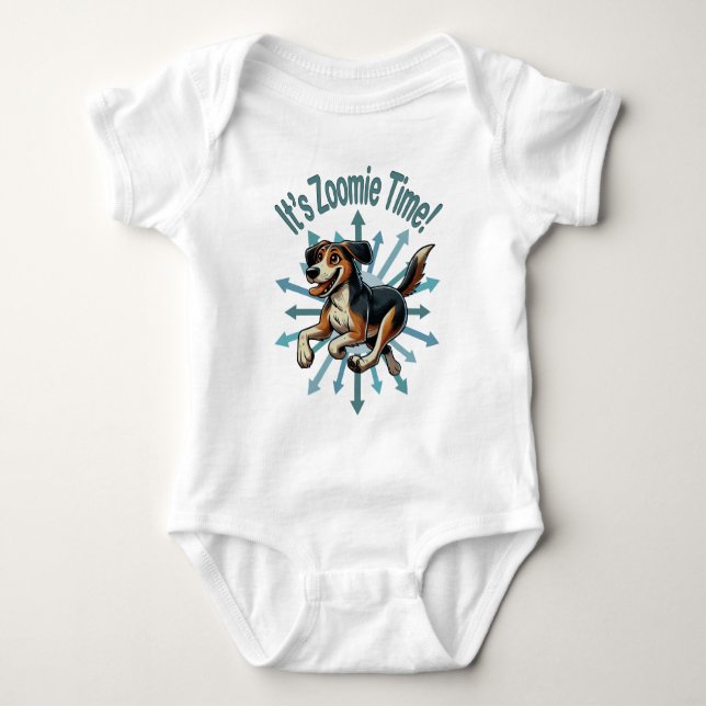 Es ist Zoomie Time Medium Mutt Baby Strampler (Vorderseite)