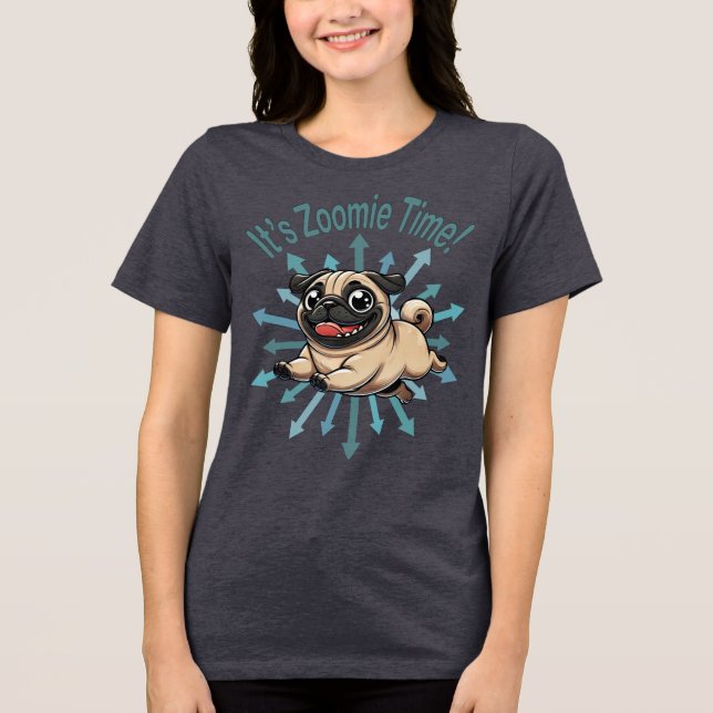 Es ist Zoomie Time Mops Tri-Blend Shirt (Vorderseite)