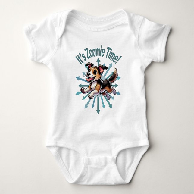 Es ist Zoomie Time Mutt Baby Strampler (Vorderseite)