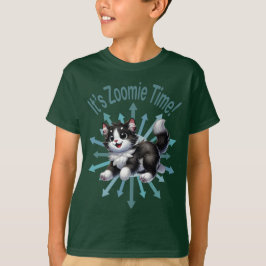 Es ist Zoomie Time Niedlich Black & White Cat T-Shirt