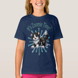 Es ist Zoomie Time Niedlich Black & White Cat T-Shirt