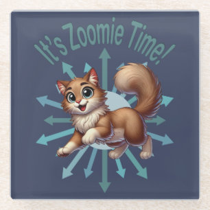 Es ist Zoomie Time Niedlich Brown & White Cat Glasuntersetzer