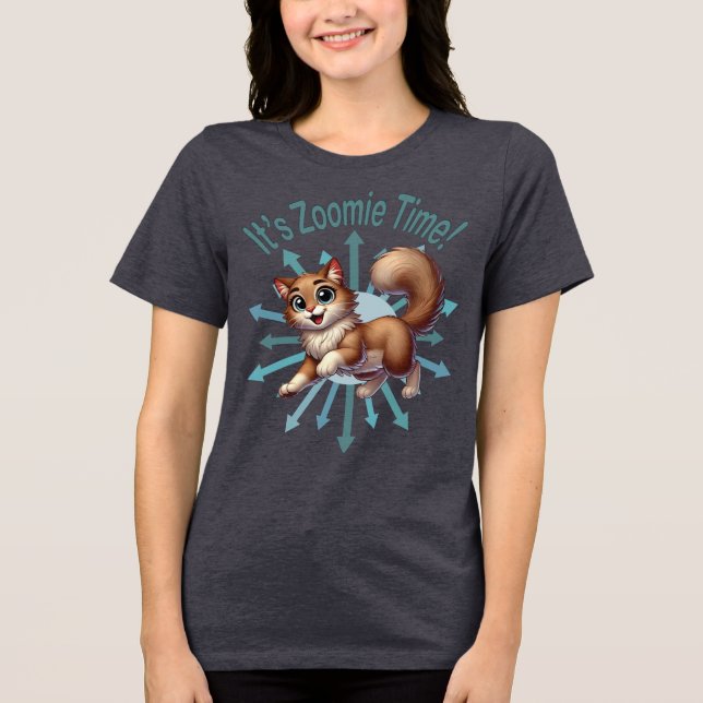 Es ist Zoomie Time Niedlich Brown & White Cat Tri-Blend Shirt (Vorderseite)
