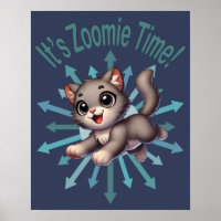 Es ist Zoomie Time Niedlich Gray & White Cat