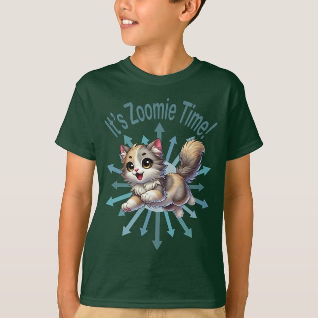 Es ist Zoomie Time Niedlich Tricolor Cat T-Shirt (Vorderseite)