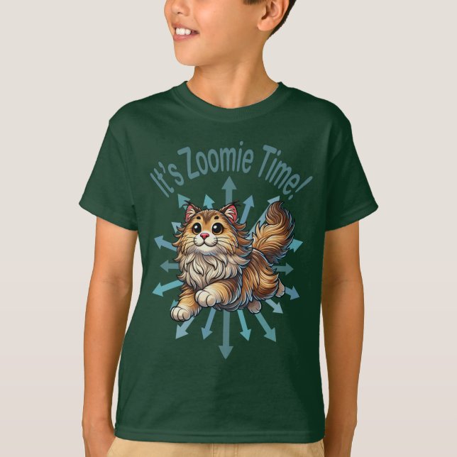 Es ist Zoomie Time Norwegische Waldkatze T-Shirt (Vorderseite)