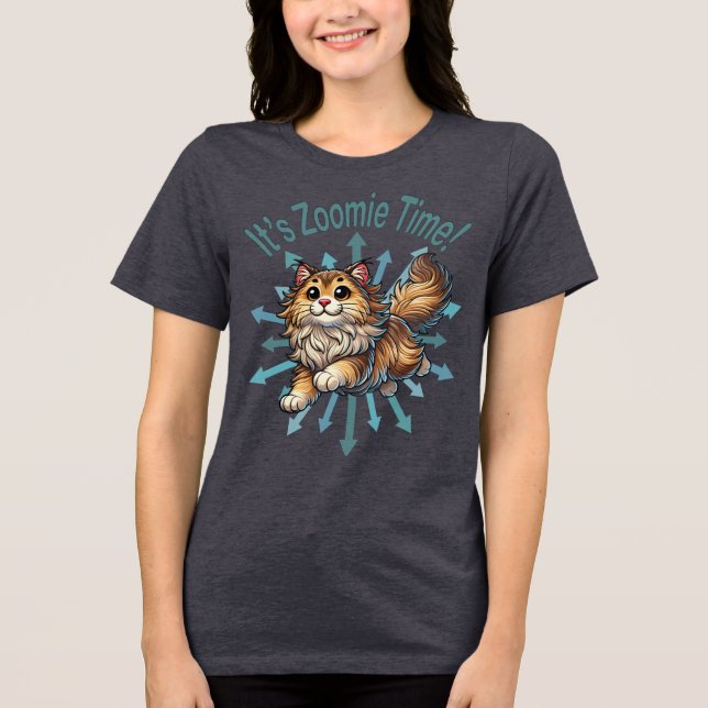 Es ist Zoomie Time Norwegische Waldkatze Tri-Blend Shirt (Vorderseite)