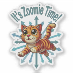 Es ist Zoomie Time Orange Tabby Cat Aufkleber