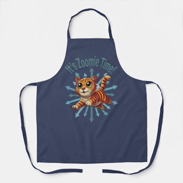 Es ist Zoomie Time Orange Tabby Cat Schürze (Vorderseite)