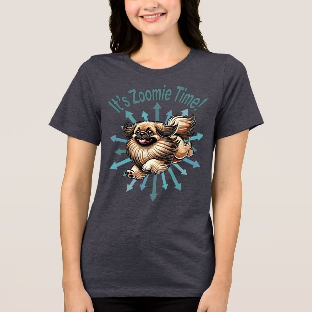 Es ist Zoomie Time Pekingese Tri-Blend Shirt (Vorderseite)