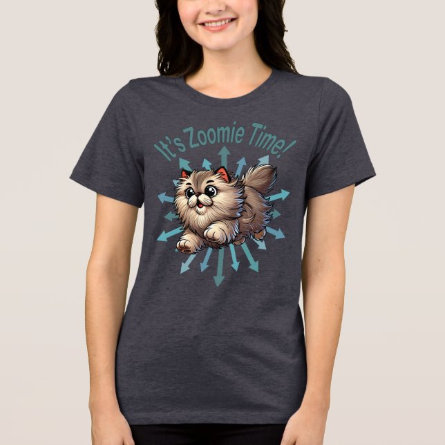 Es ist Zoomie Time Persian Cat Tri-Blend Shirt (Vorderseite)