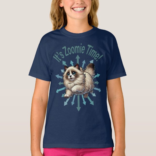 Es ist Zoomie Time Ragdoll Cat T-Shirt (Vorderseite)