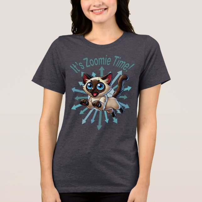 Es ist Zoomie Time Siamese Cat Tri-Blend Shirt (Vorderseite)