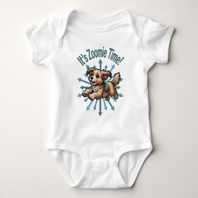 Es ist Zoomie Time Small Mutt Baby Strampler (Vorderseite)