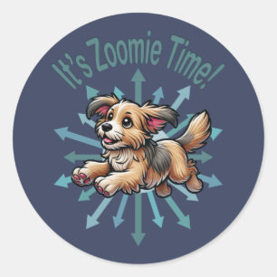 Es ist Zoomie Time Small Mutt Runder Aufkleber