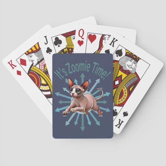 Es ist Zoomie Time Sphynx Cat Spielkarten (Rückseite)