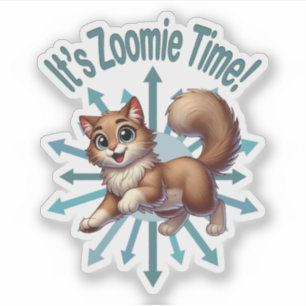Es ist Zoomie Time Süße Braun-Weiße Katze Aufkleber