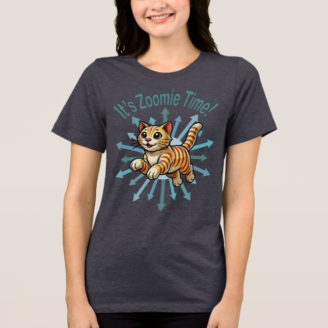 Es ist Zoomie Time Tiger Cat Tri-Blend Shirt (Vorderseite)
