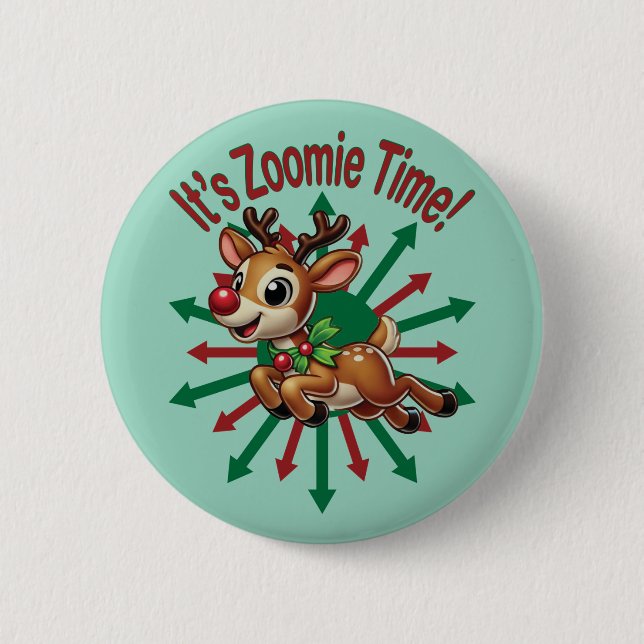 "Es ist Zoomie Time! Weihnachtsmann Button (Vorderseite)