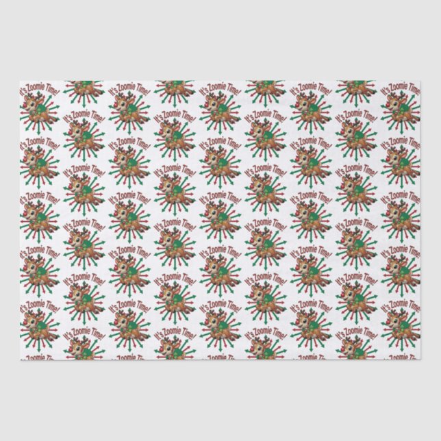 "Es ist Zoomie Time! Weihnachtsmann Seidenpapier (Vorderseite)