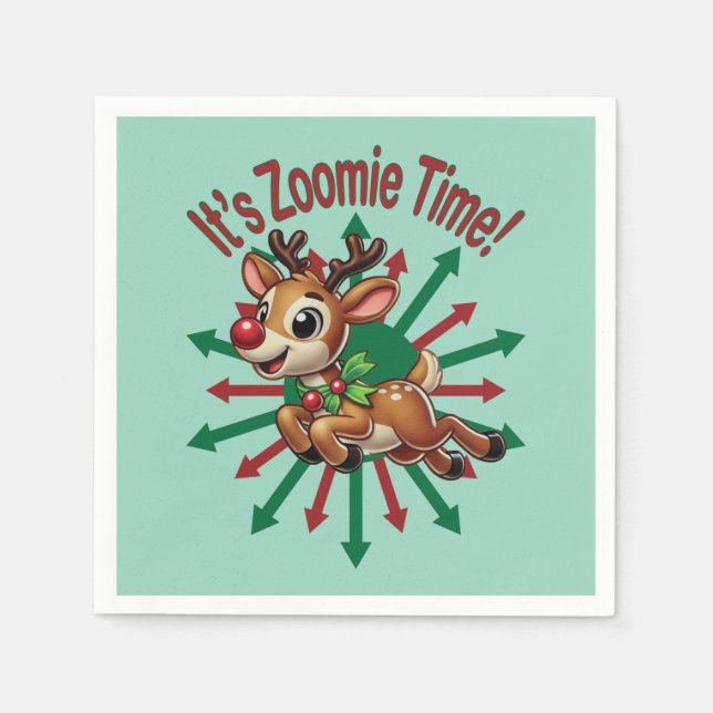 "Es ist Zoomie Time! Weihnachtsmann Serviette (Vorderseite)