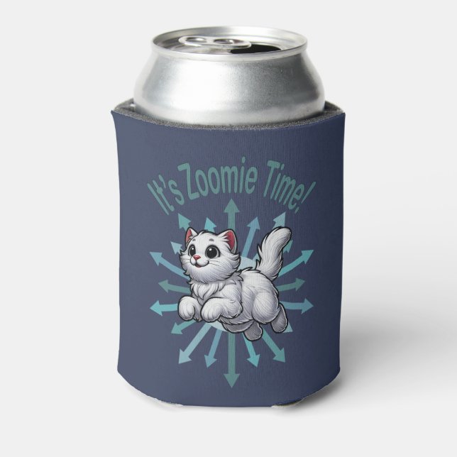 Es ist Zoomie Time White Cat Dosenkühler (Kanne Rückseite)