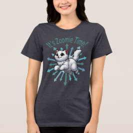 Es ist Zoomie Time White Cat Tri-Blend Shirt