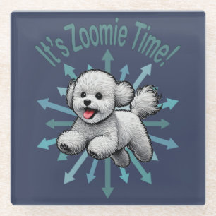 Es ist Zoomie-Zeit Bichon Frise Glasuntersetzer