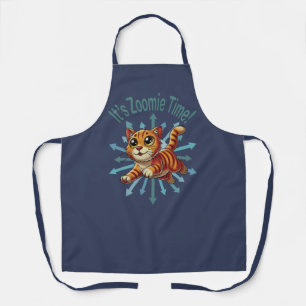 Es ist Zoomie-Zeit Orange Tabby-Katze Schürze