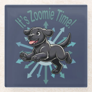 Es ist Zoomie Zeit Schwarz Labrador Glasuntersetzer