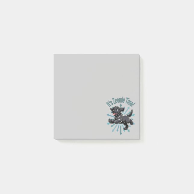 Es ist Zoomie Zeit Schwarz Labrador Post-it Klebezettel (Vorderseite)