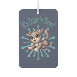 Es ist Zoomie Zeit Süße Graue und Weiße Katze Autolufterfrischer