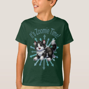 Es ist Zoomie Zeit Süße Schwarz-Weiß-Katze T-Shirt