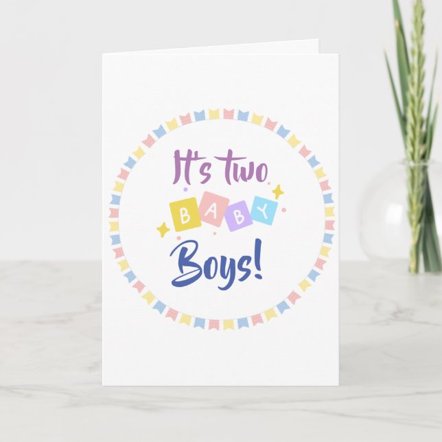 Es ist zwei Baby Boys Blue Party Ankündigung zur G (Vorderseite)
